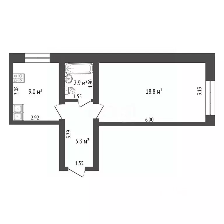 1-к кв. Вологодская область, Вожега рп ул. Заводская, 13 (36.0 м) - Фото 2