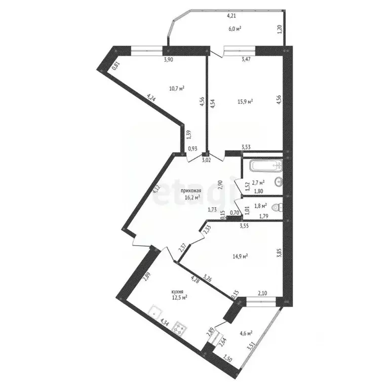 3-к кв. Башкортостан, Уфа Дагестанская ул., 14 (74.7 м) - Фото 1