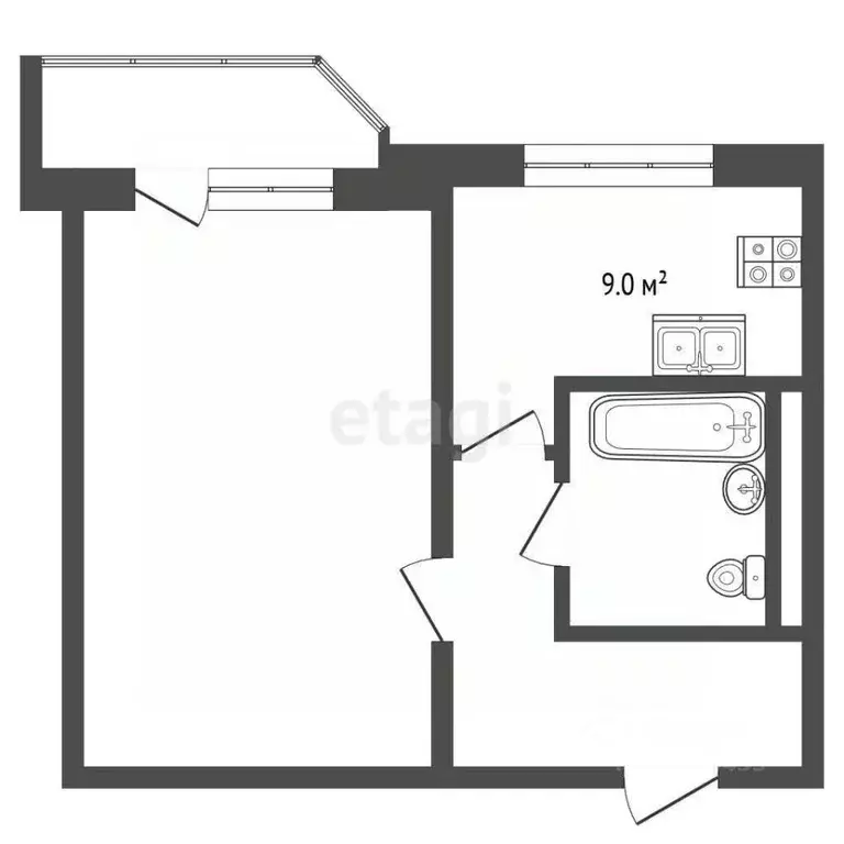 1-к кв. Москва Осенний бул., 16К2 (36.9 м) - Фото 2