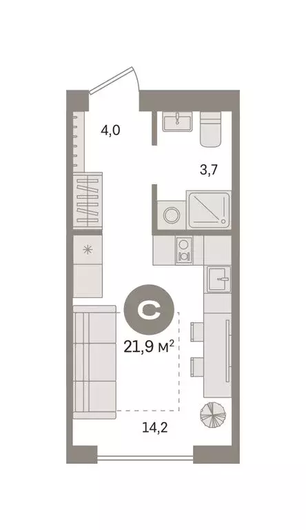 Квартира-студия: Новосибирский район, рабочий посёлок Краснообск, ... - Фото 2