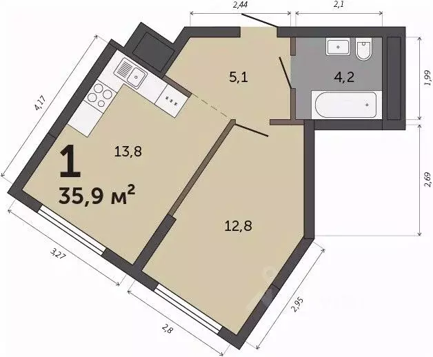 1-к кв. Свердловская область, Екатеринбург Втузгородок жилрайон, ... - Фото 1