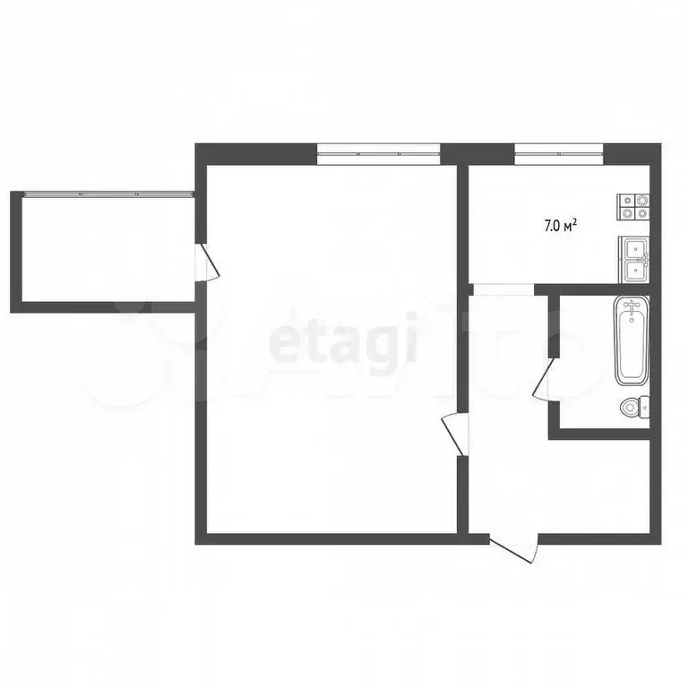 1-к. квартира, 28,5 м, 5/9 эт. - Фото 0
