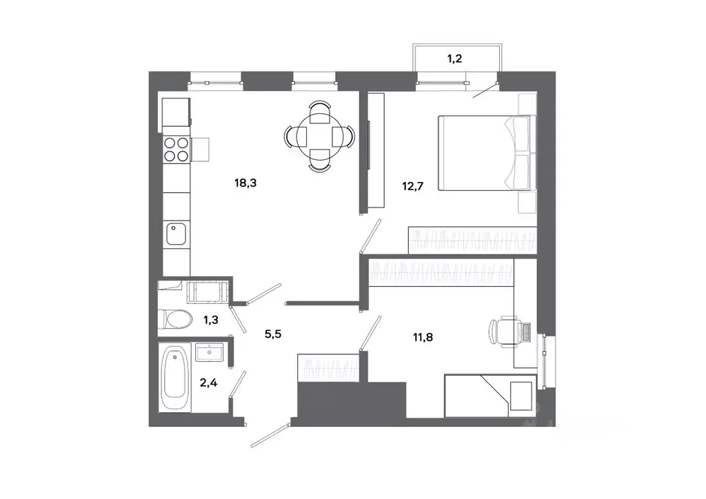 2-к кв. Ханты-Мансийский АО, Сургут 30А мкр,  (52.0 м) - Фото 0
