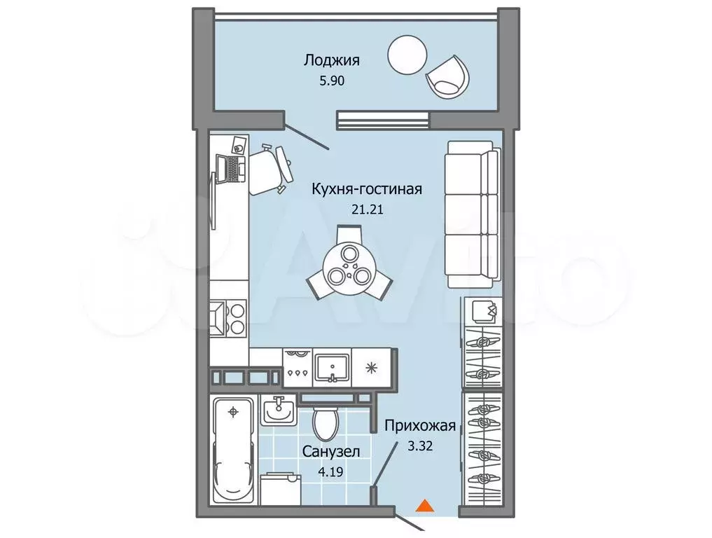 Квартира-студия, 28 м, 3/7 эт. - Фото 0