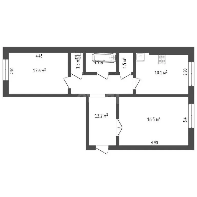 2-комнатная квартира: Стерлитамак, Социалистическая улица, 11 (58.7 м) - Фото 1