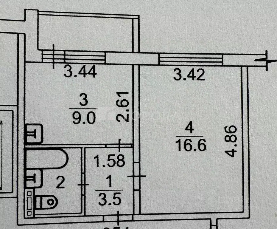 1-к кв. Новосибирская область, Новосибирск ул. Титова, 276 (32.5 м) - Фото 2
