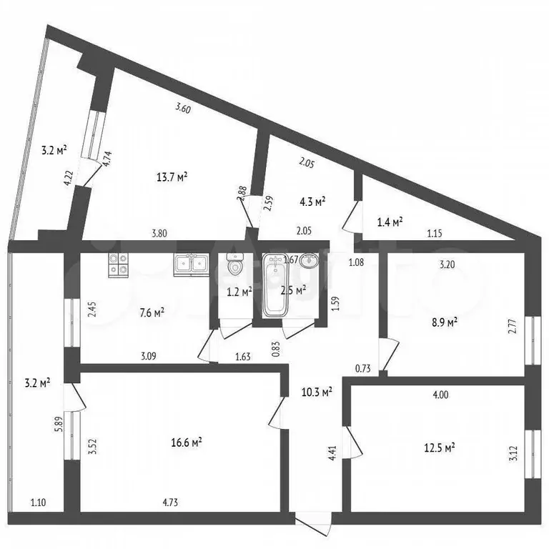 4-к. квартира, 85,4 м, 5/5 эт. - Фото 1