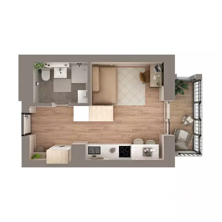 Студия Пермский край, Пермь Парковый просп., 36В (23.4 м) - Фото 1