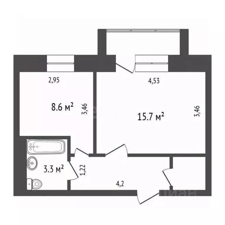 1-к кв. Красноярский край, Красноярск Светлогорская ул., 33А (34.1 м) - Фото 1