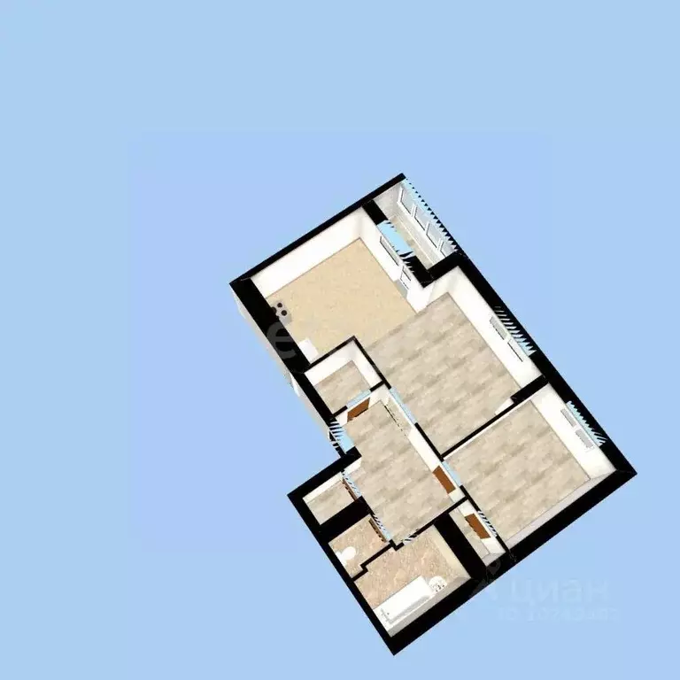2-к кв. Башкортостан, Уфа ул. Бориса Домашникова, 22 (62.5 м) - Фото 1