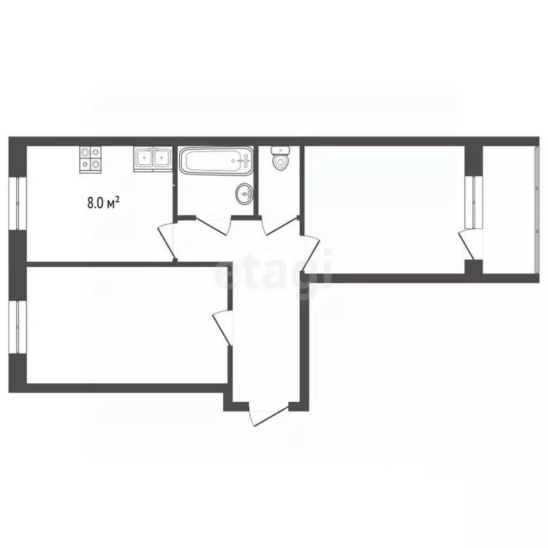 2-к кв. Ямало-Ненецкий АО, Ноябрьск Советская ул., 83А (52.0 м) - Фото 2