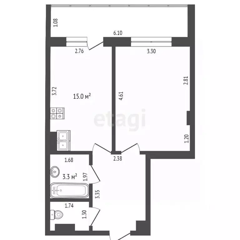 1-к кв. Мордовия, Саранск Севастопольская ул., 9А (40.4 м) - Фото 2