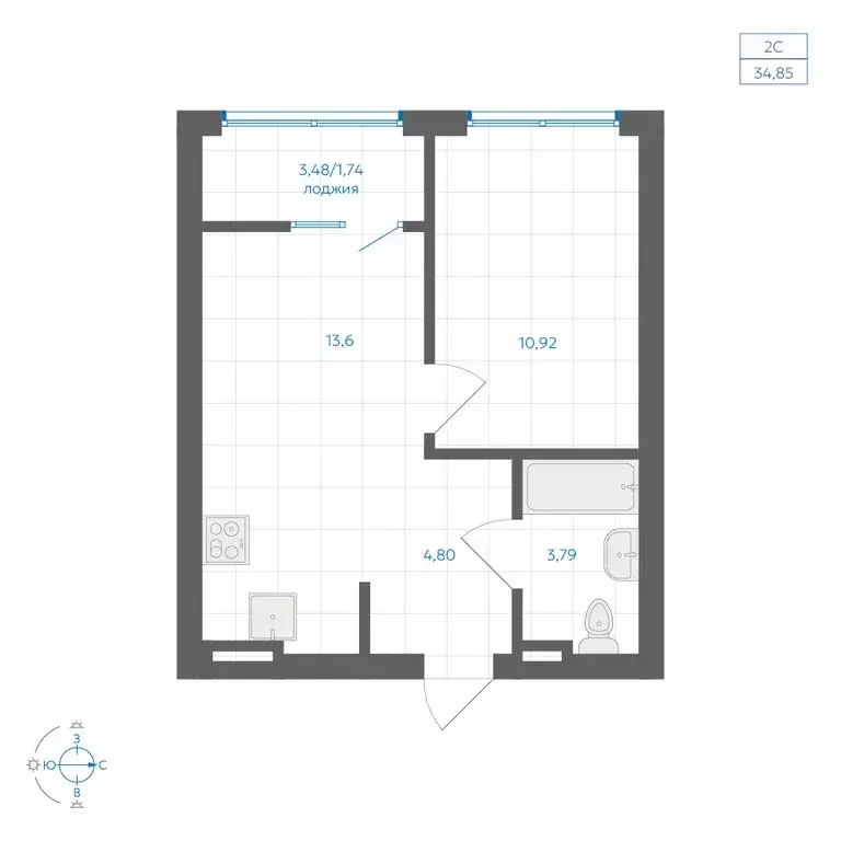 1-комнатная квартира: Челябинский городской округ, посёлок ... - Фото 1