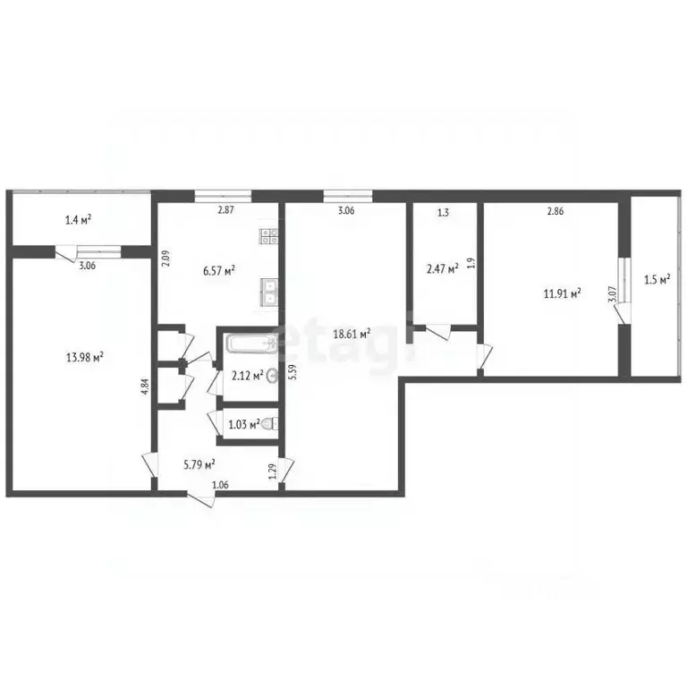 3-к кв. Мордовия, Саранск ул. Косарева, 86А (63.1 м) - Фото 2