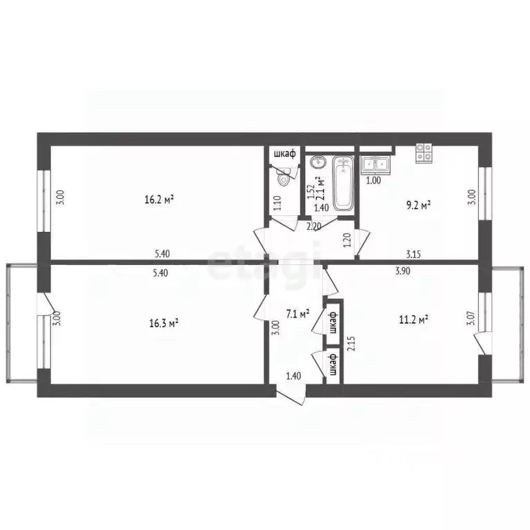 3-к кв. Тамбовская область, Тамбов ул. Подвойского, 3 (64.0 м) - Фото 1