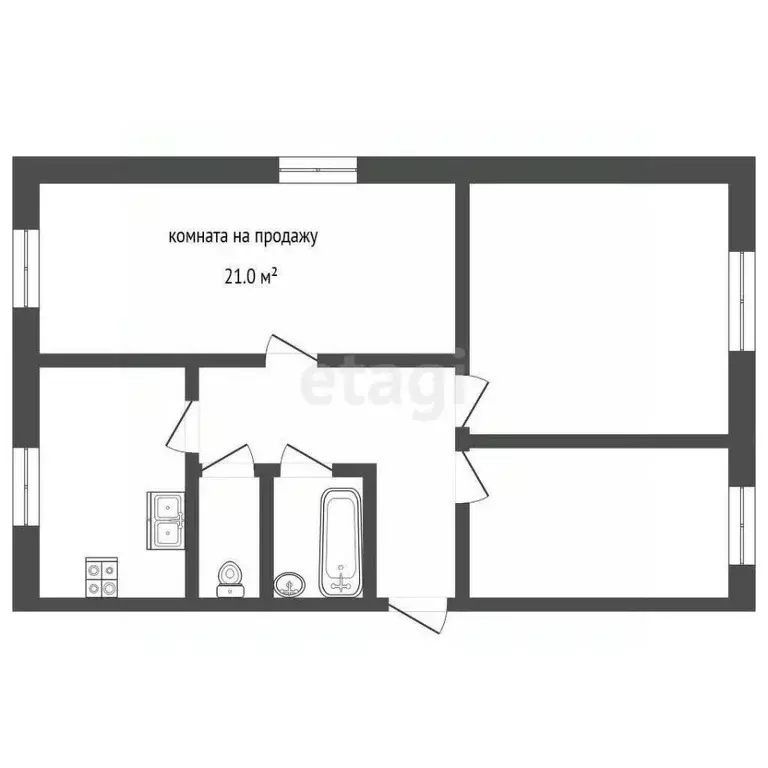 Комната Москва ул. 8-я Текстильщиков, 9Б (21.9 м) - Фото 1