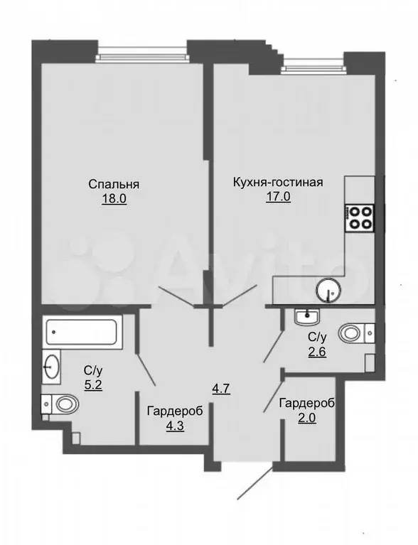 1-к. квартира, 55 м, 2/7 эт. - Фото 0