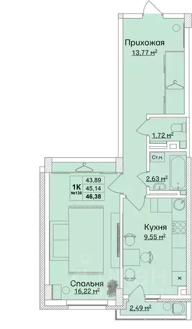 1-к кв. Нижегородская область, Кстово бул. Нефтепереработчиков, 15 ... - Фото 0