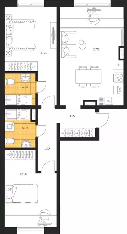2-к кв. Сахалинская область, Южно-Сахалинск  (64.07 м) - Фото 1