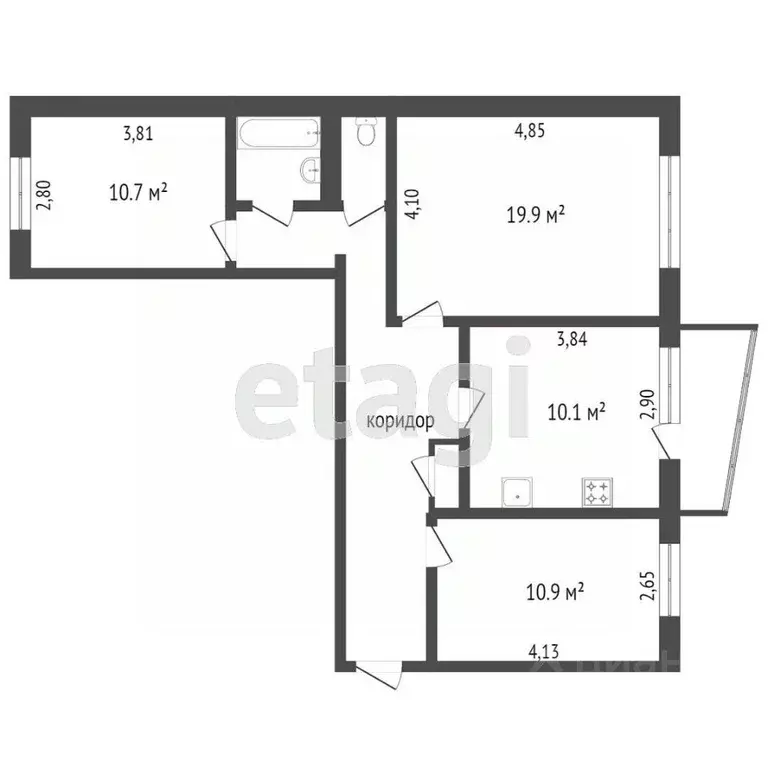 3-к кв. ханты-мансийский ао, сургут просп. ленина, 54 (71.6 м) - Фото 1