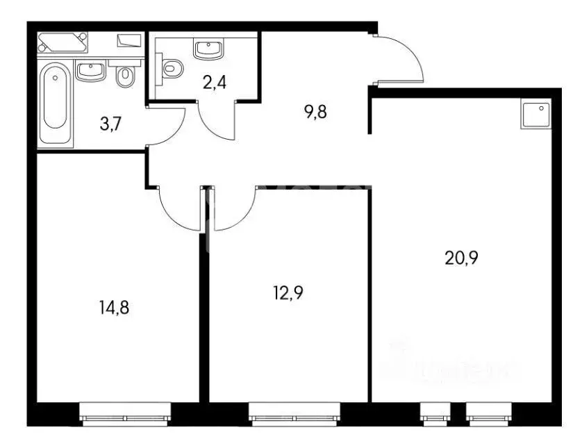 3-к кв. Москва ул. Саларьевская, 10к1 (62.7 м) - Фото 2