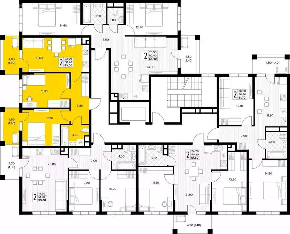 2-комнатная квартира: Сукко, жилой комплекс Кипарис (53 м) - Фото 1