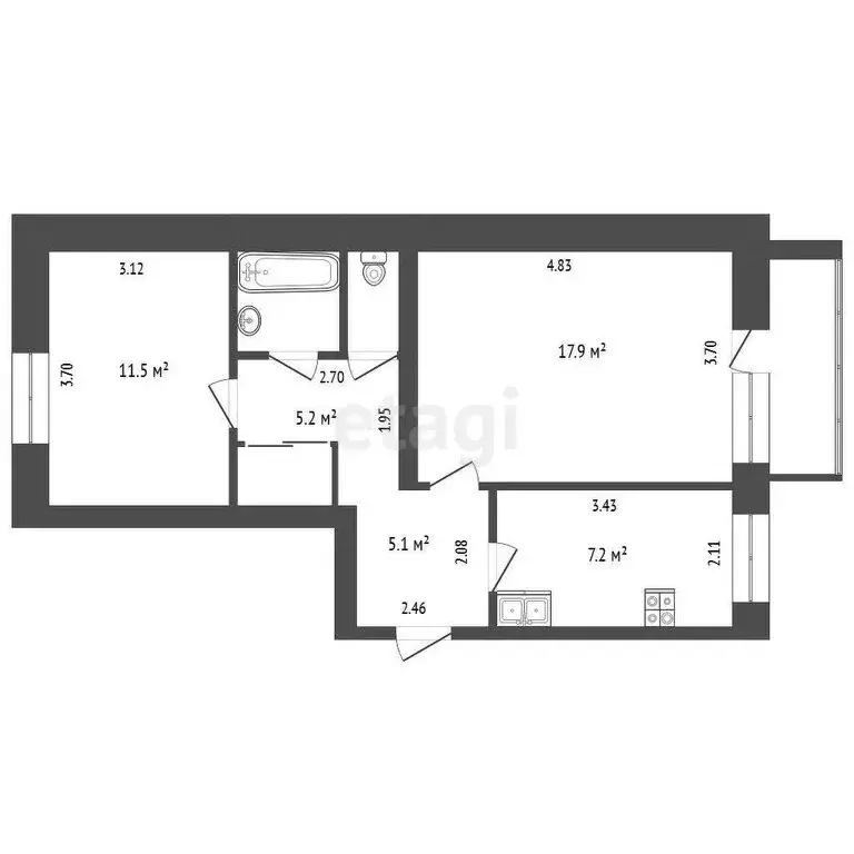 2-комнатная квартира: Тюмень, Полевая улица, 27 (50.9 м) - Фото 0