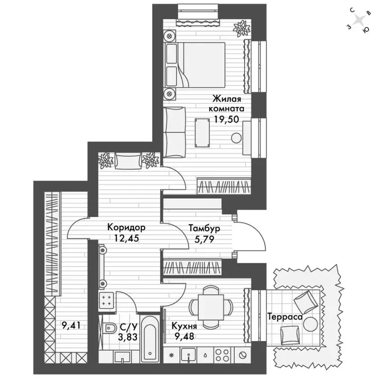 1-к кв. Татарстан, Зеленодольский район, Октябрьское с/пос, пос. ... - Фото 1