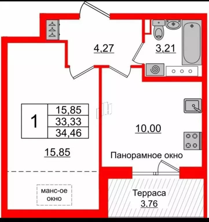 1-комнатная квартира: Санкт-Петербург, Орбитальная улица, 11 (30.8 м) - Фото 1