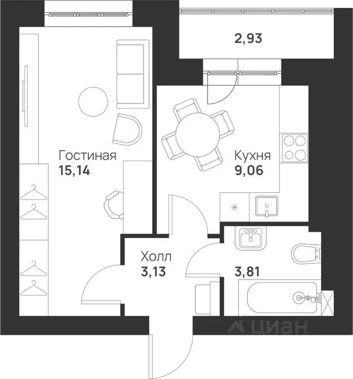 1-к кв. Тульская область, Тула Новая Тула мкр,  (34.07 м) - Фото 0