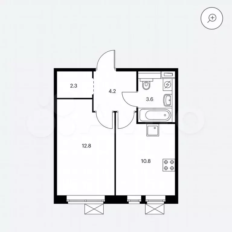 1-к. квартира, 33,7 м, 8/9 эт. - Фото 0