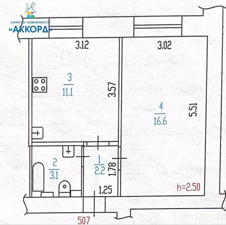 1-к. квартира, 33 м, 5/9 эт. - Фото 0