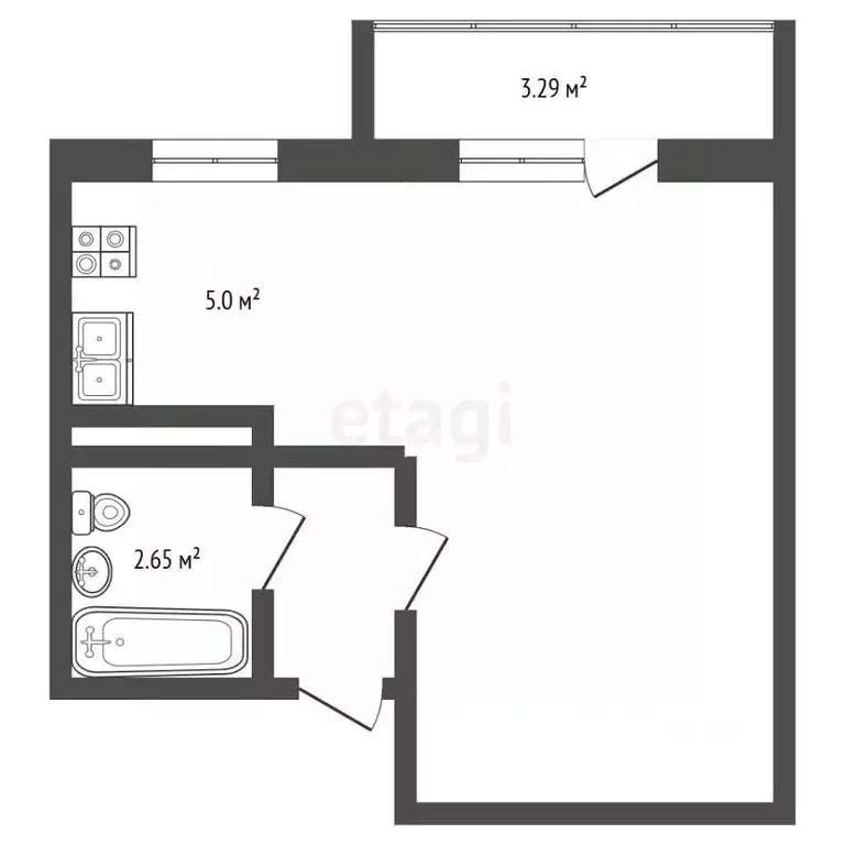 Студия Московская область, Дмитров ул. Спасская, 24 (23.9 м) - Фото 2