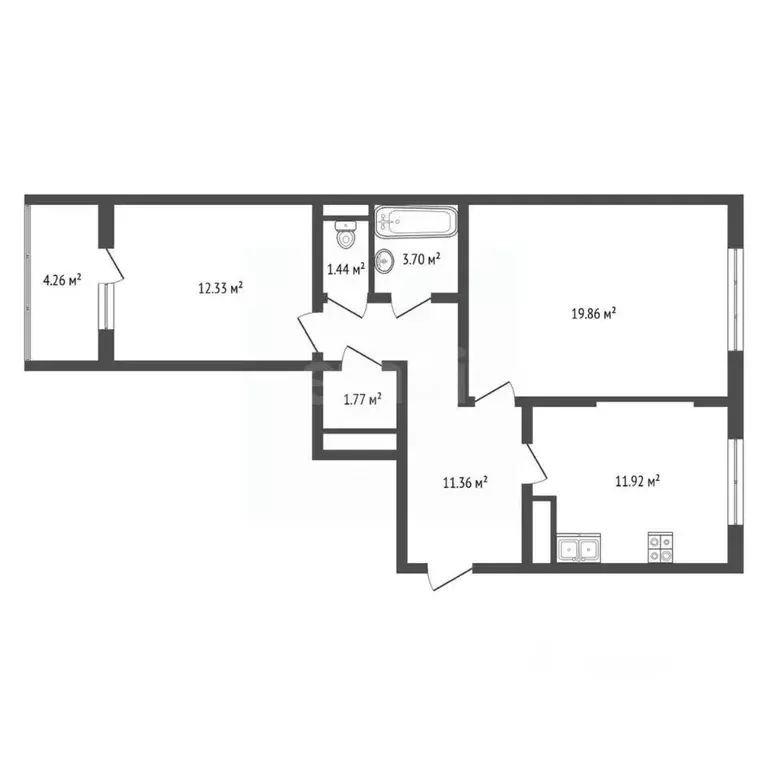 2-к кв. Калужская область, Калуга ул. Минская, 38 (66.6 м) - Фото 2