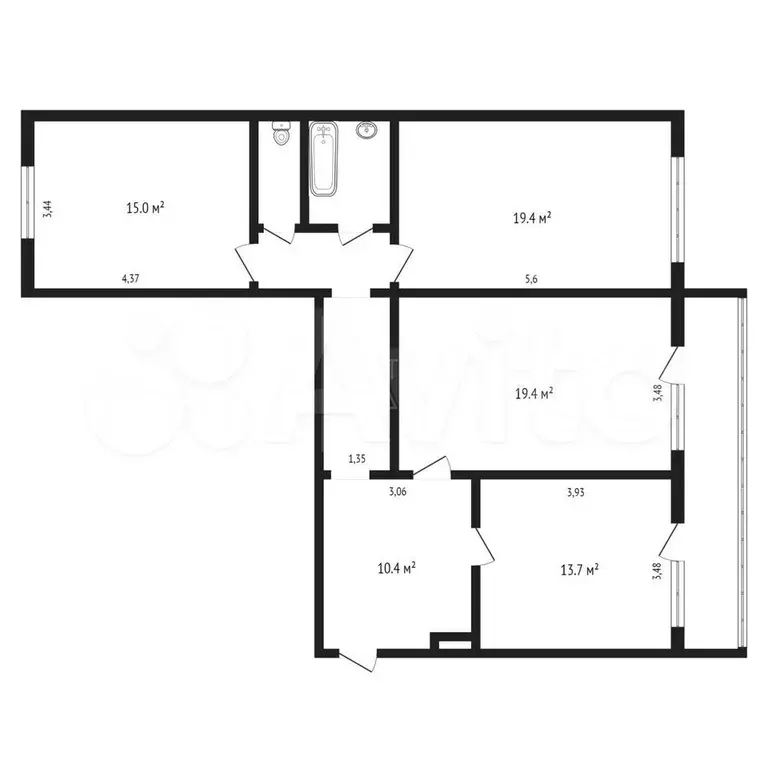 3-к. квартира, 91 м, 5/9 эт. - Фото 0