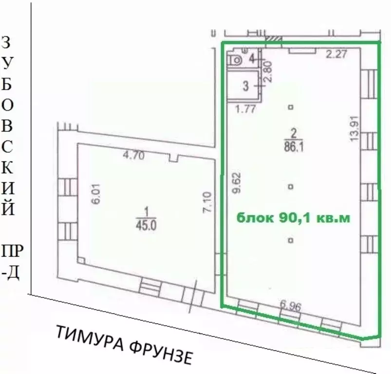 Торговая площадь в Москва ул. Тимура Фрунзе, 22 (90 м) - Фото 1