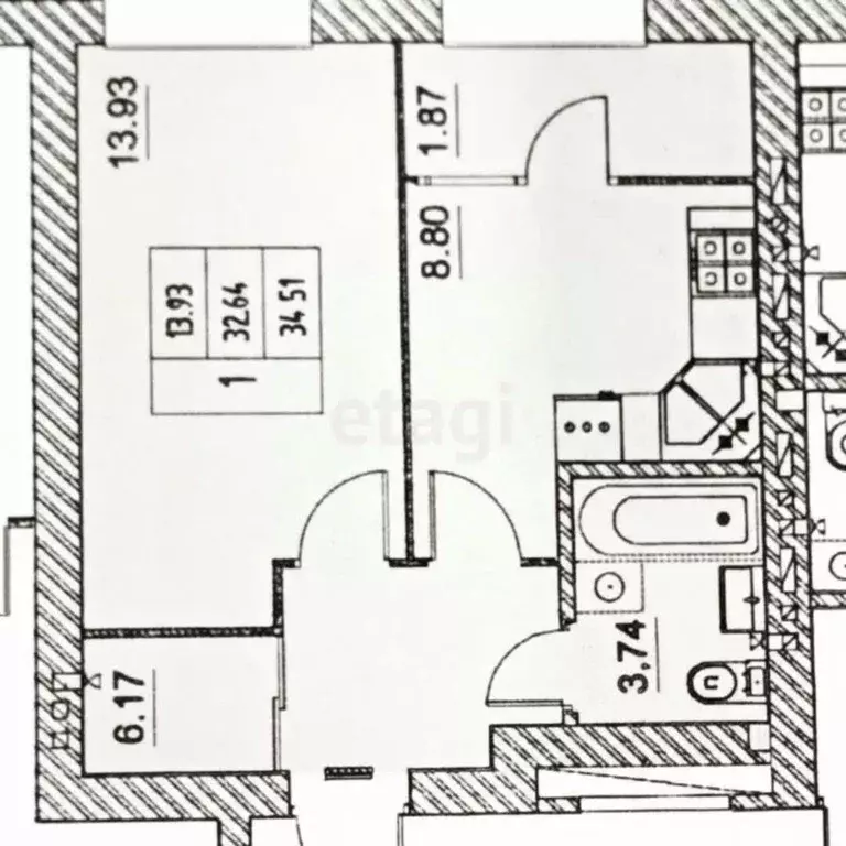1-к кв. Татарстан, с. Высокая Гора ул. Ирека Миннахметова, 3 (35.9 м) - Фото 2