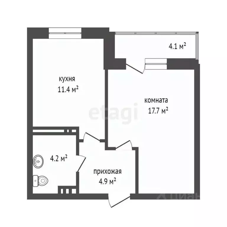1-к кв. Красноярский край, Красноярск Свердловская ул., 6Л (40.1 м) - Фото 2