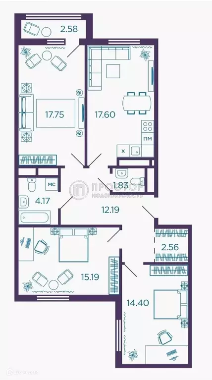 Продаётся 3-к квартира, 86.4 м - Фото 0
