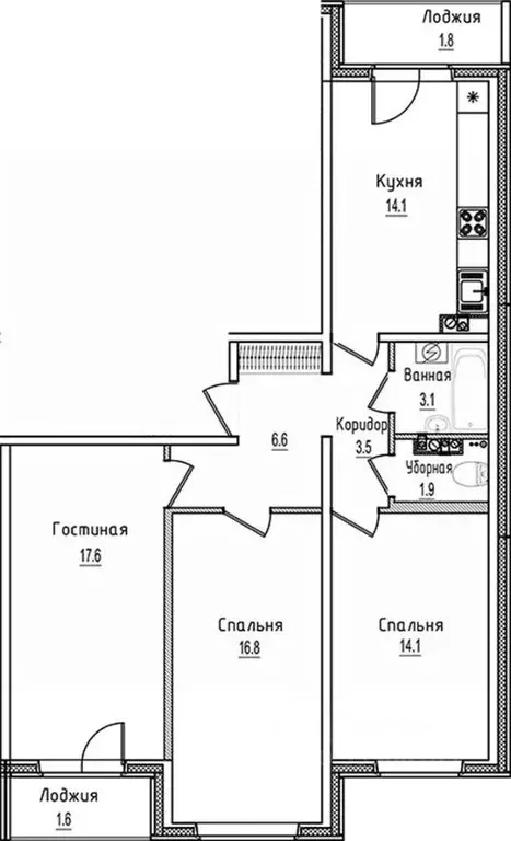 3-к кв. Новгородская область, Старая Русса ул. Чапаева, 2 (81.1 м) - Фото 1
