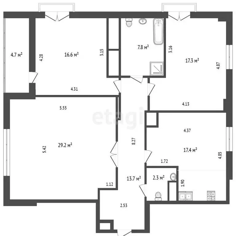 2-комнатная квартира: Тюмень, улица Максима Горького, 68к3 (104.3 м) - Фото 0