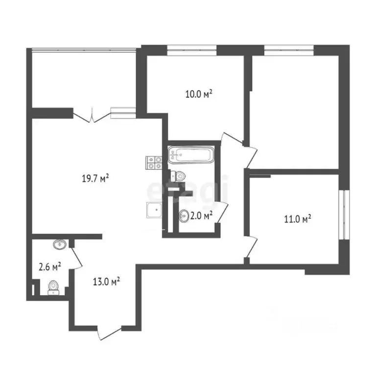 3-к кв. Тюменская область, Тюмень Родниковая ул., 2 (75.0 м) - Фото 2