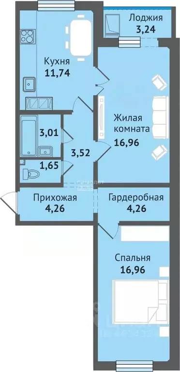 2-к кв. Марий Эл, Медведево городское поселение, Медведево пгт ул. ... - Фото 1