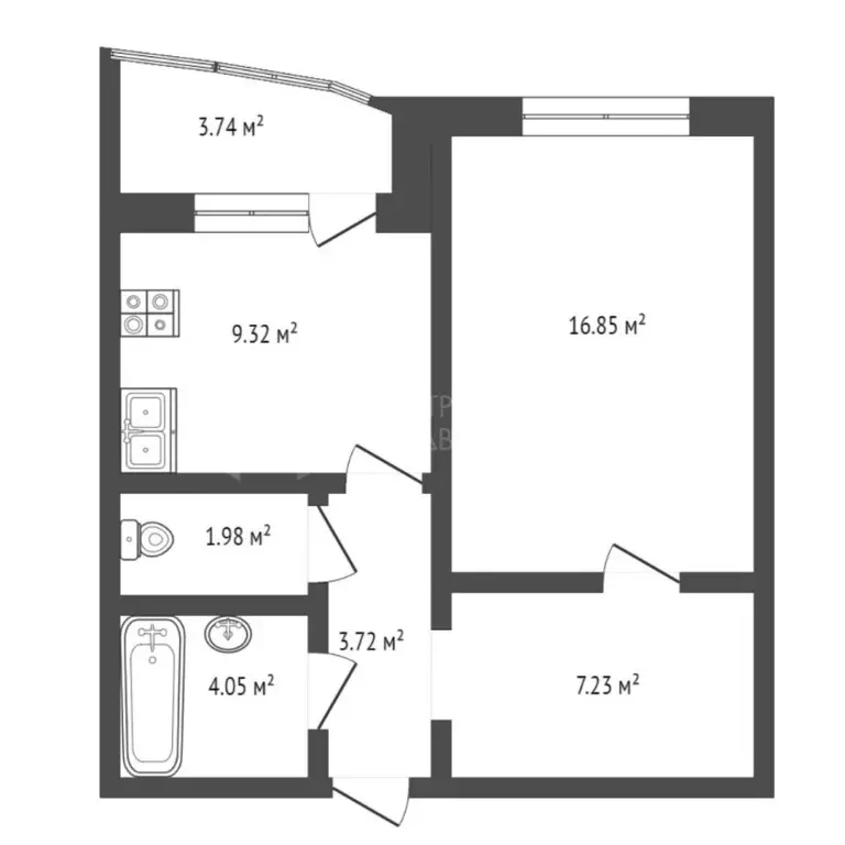 1-к кв. Тюменская область, Тюмень Широтная ул., 190к3 (43.1 м) - Фото 1