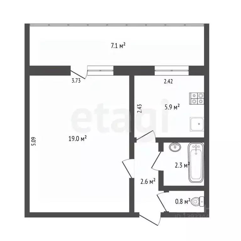 1-к кв. Тюменская область, Тюмень Олимпийская ул., 32 (36.0 м) - Фото 2