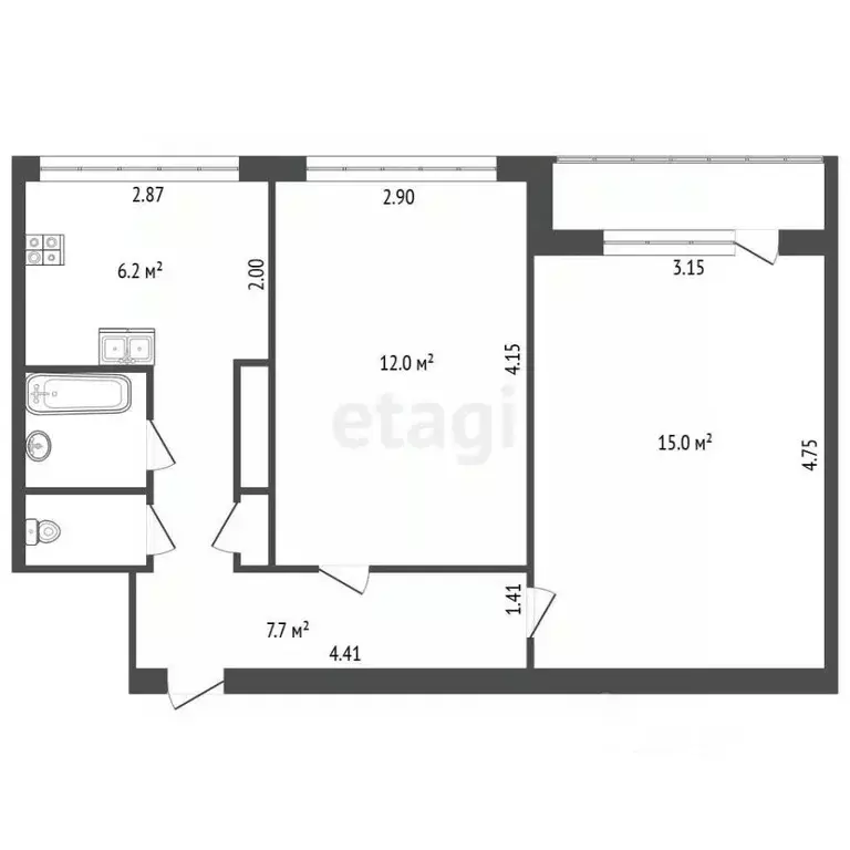 2-к кв. Санкт-Петербург Выборгское ш., 23К3 (44.0 м) - Фото 2