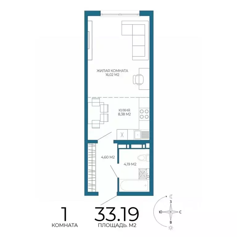 1-к кв. Пензенская область, Пенза Чаадаев жилой комплекс (33.19 м) - Фото 1