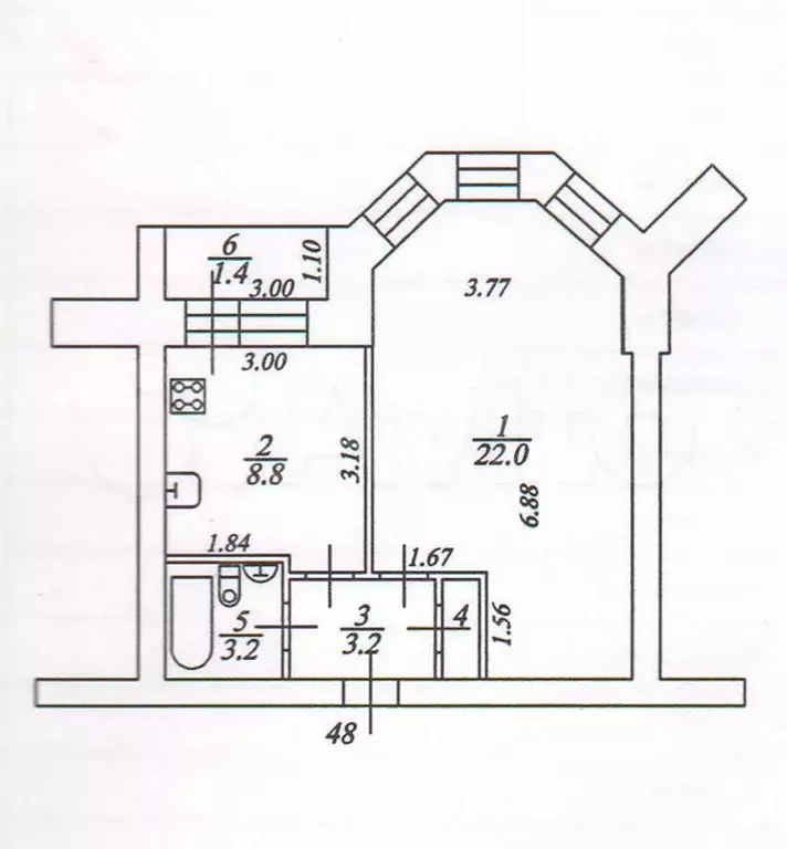 1-к. квартира, 38 м, 7/9 эт. - Фото 0