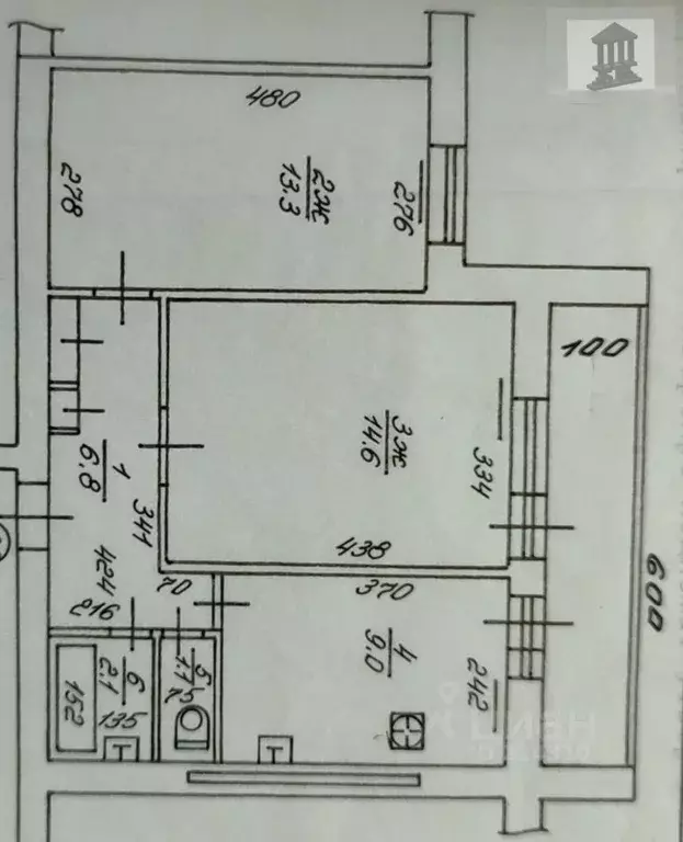 2-к кв. Калининградская область, Калининград ул. Куйбышева, 113А (46.9 ... - Фото 2