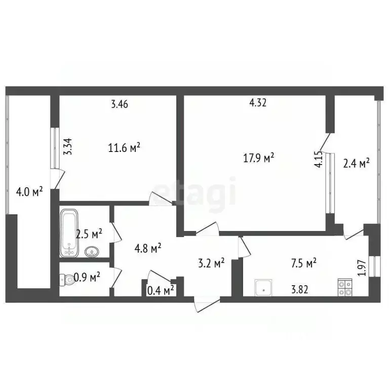 2-к кв. Севастополь ул. Громова, 64 (48.8 м) - Фото 1